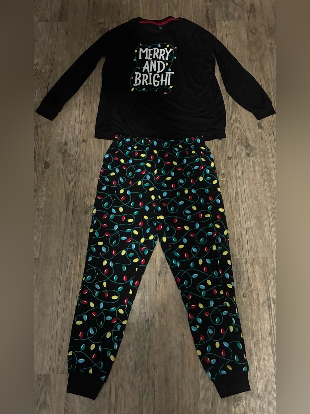 Merry and Bright Black Holiday Pajama Set